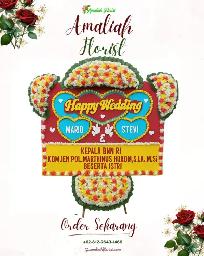 Karangan Papan Bunga Pernikahan di Srihardono